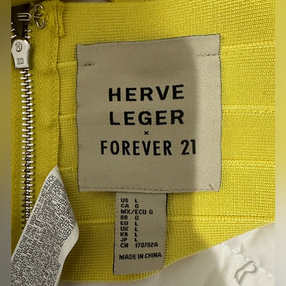 Herve Leger X forever 21 Bandage Crop Top - Women | Color: yellow | Size: L - Picture 4 of 6